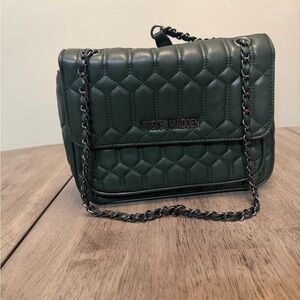 NWOT Steve Madden Bniles pine green quilted flap crossbody